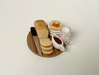 1:12 Scale Miniature Breakfast Board with Sliced Bread Loaf, Honey, Jam and Cup, 1-9/16 inch dia., DIY Dollhouse Supply