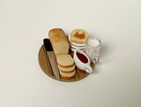 1:12th Dollhouse Supplies miniature breakfast, loaf of bread and honey tray food dish 1 12th scale - E056