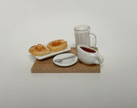 1:12th Dollhouse miniature breakfast, Milk, Honey Butter Toast tray food dish 1 12th scale - E072