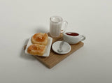1:12th Dollhouse Supplies miniature breakfast, Milk, Honey Butter Toast tray food dish 1 12th scale - E072