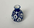 1:12 Scale Miniature Ceramic Round Vase, Blue and White Floral Pattern, 1-1/16 inch tall, DIY Dollhouse Supply