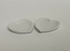 1:12 Scale Miniature Ceramic Heart Shaped Plates, Set of 2, 1-3/8 inch wide, DIY Dollhouse Supply (white)