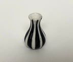 1:12 Scale Miniature Ceramic Flower Vase, Vertical Stripes, 1-1/16 inch tall, DIY Dollhouse Supply (white and black)