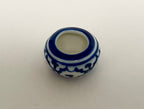 1:12 Scale Miniature Ceramic Flower Pot, Round with Floral Pattern, 3/8 inch tall, DIY Dollhouse Supply (blue and white)