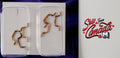 1:12 scale miniature door pulls in gold with round eye ends, set of 6, shown in a clear case