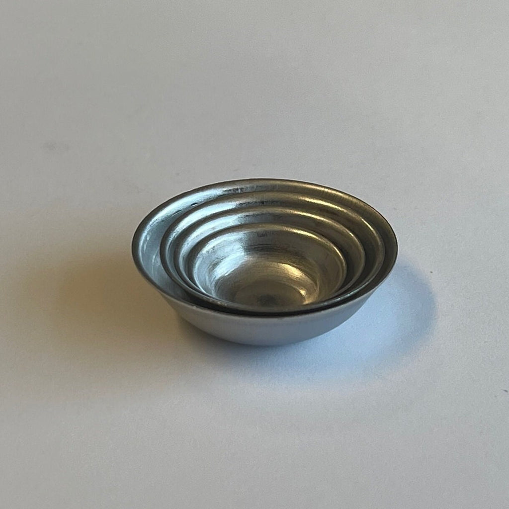 1:12 Scale Miniature Aluminum Mixing Bowls, Set of 4, 1-1/4 inch dia., DIY Dollhouse Supply