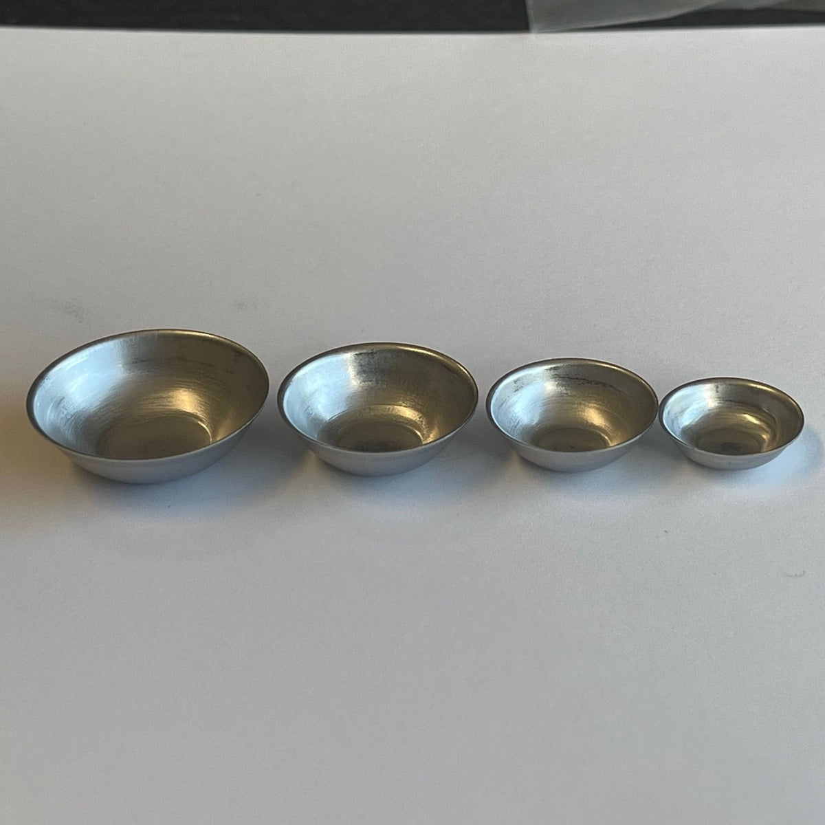 1:12 Scale Miniature Aluminum Mixing Bowls, Set of 4, 1-1/4 inch dia., DIY Dollhouse Supply