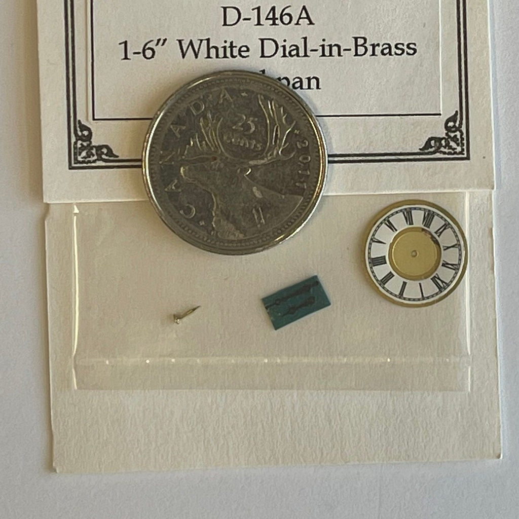 1:12 Scale Miniature Clock Face Set with Roman Numerals, Ring, Hands and Center Nail, 9/16 inch dia., DIY Dollhouse Supply (non working)