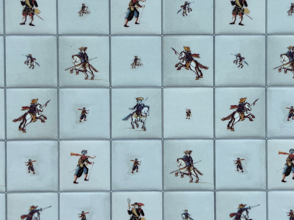 1:12 Scale Miniature Delft Tile Sheet with Horsemen and Hunters, 22 x 14 Tiles, 11-1/2 x 6-13/16 inch, DIY Dollhouse Supply