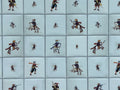 1:12 Scale Miniature Delft Tile Sheet with Horsemen and Hunters, 22 x 14 Tiles, 11-1/2 x 6-13/16 inch, DIY Dollhouse Supply