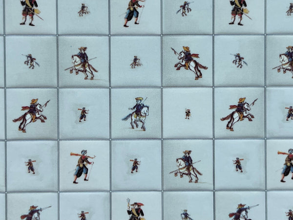 Dollhouse Horse Riding Hunting and Hiking Tile Miniature Square Wall Tile Sheet Delft Tile 22 x 14 tiles - 11-1/2" x 6-13/16"