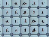 Dollhouse Hockey and Skating Tile Miniature Square Wall Tile Sheet Delft Tile 22 x 14 tiles - 11-1/2" x 6-13/16"