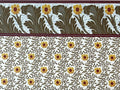 1:12 scale miniature sunflower wallpaper in cream with printed border of large sunflowers and gray-green leaves