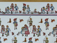 1:12 Dollhouse Children and Their Pets Wallpaper - White