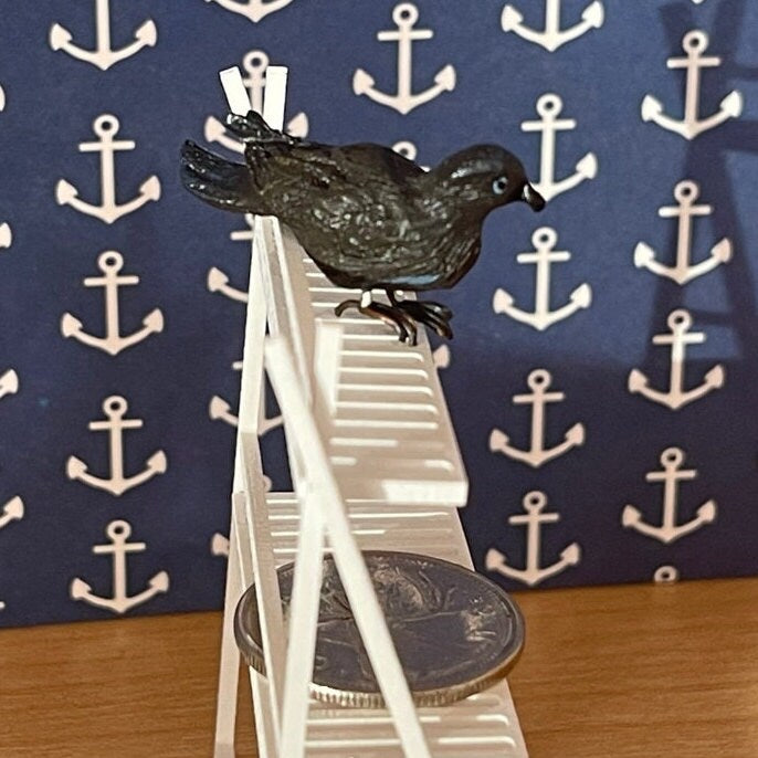 1:12 Scale Miniature Black Crow Figure, 1-5/16 inch long, DIY Dollhouse Supply