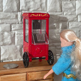 Dollhouse Supplies Miniature Half Size Popcorn Machine with Popper with Cart - H048