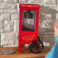 Dollhouse Miniature Half Size Popcorn Machine with Popper with Cart - H048