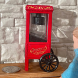 Dollhouse Supplies Miniature Half Size Popcorn Machine with Popper with Cart - H048