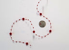 Guirlande de perles de Noël miniature à l'échelle 1:12, grandes et petites perles, 30 cm de long, fourniture de maison de poupée à faire soi-même (rouge)