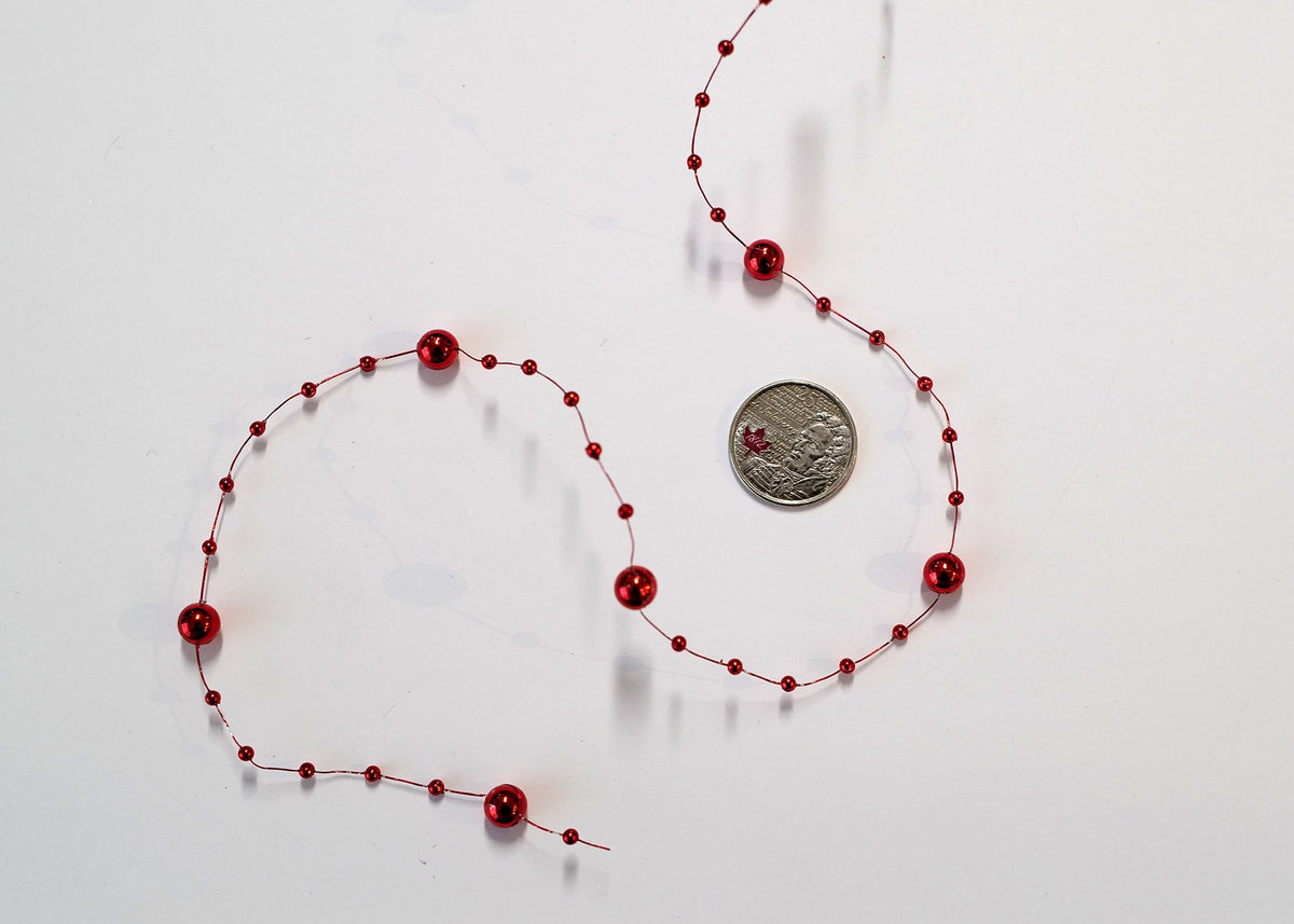 1:12 Scale Miniature Christmas Bead Garland, Large and Small Beads, 12 inch long, DIY Dollhouse Supply (red)