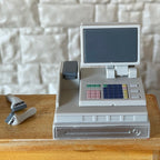 1:12 Scale Miniature Cash Register with 2 Monitors and Barcode Scanner, Set of 2, 1-11/16 inch tall, DIY Dollhouse Supply