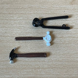 1:12 Dollhouse Supplies Miniature Metal Tools Set of 3 , Miniature Claw Hammer , Miniature Forming Hammer and Miniature Nail Plier F078
