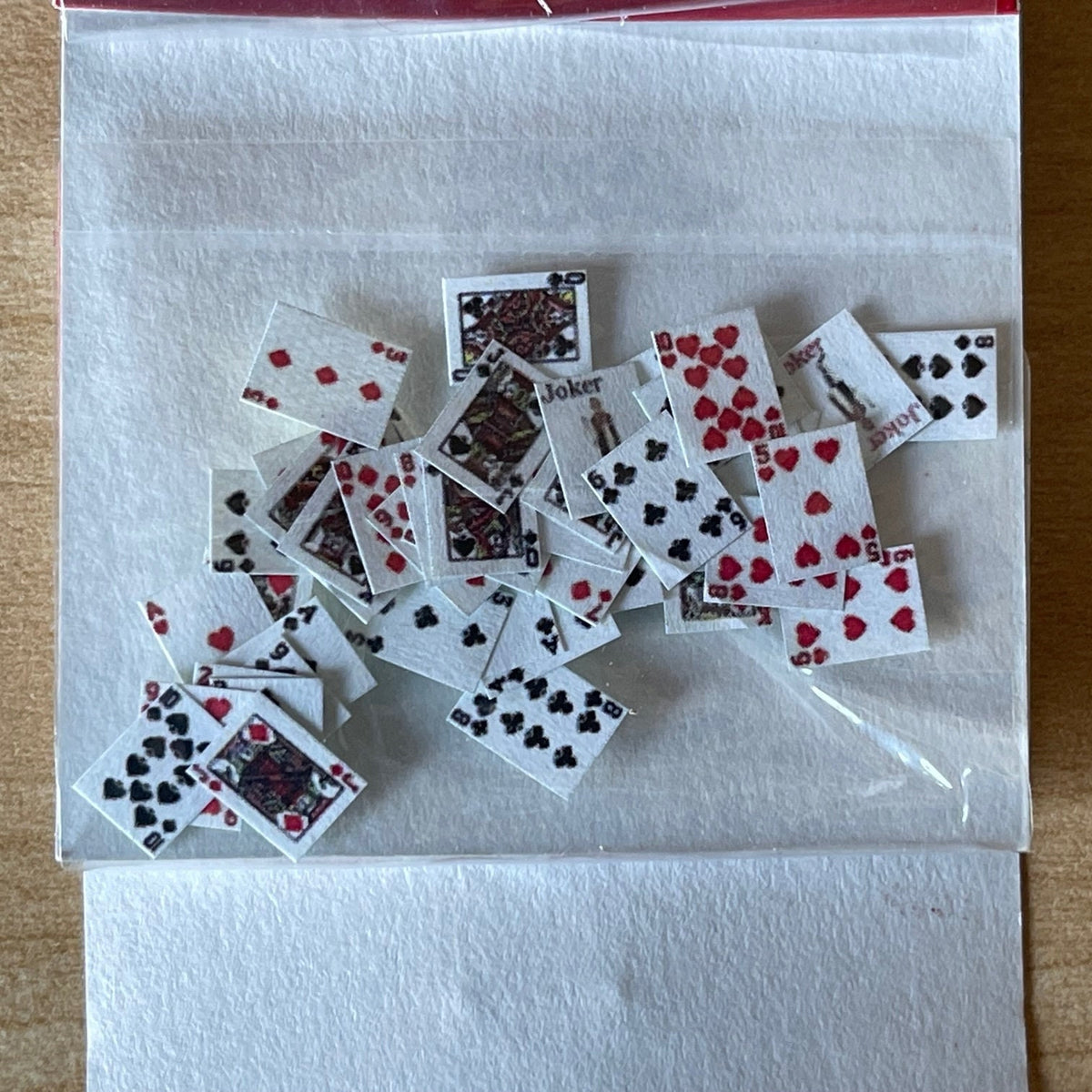 1:12 Scale Miniature Playing Cards, Full Deck with Jokers, 1/4 inch long, DIY Dollhouse Supply