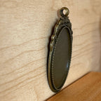 1:12 Scale Miniature Metal Ornate Oval Picture Frame with Leaf Crest and Hanging Ring, 2-3/16 inch tall, DIY Dollhouse Supply (bronze)