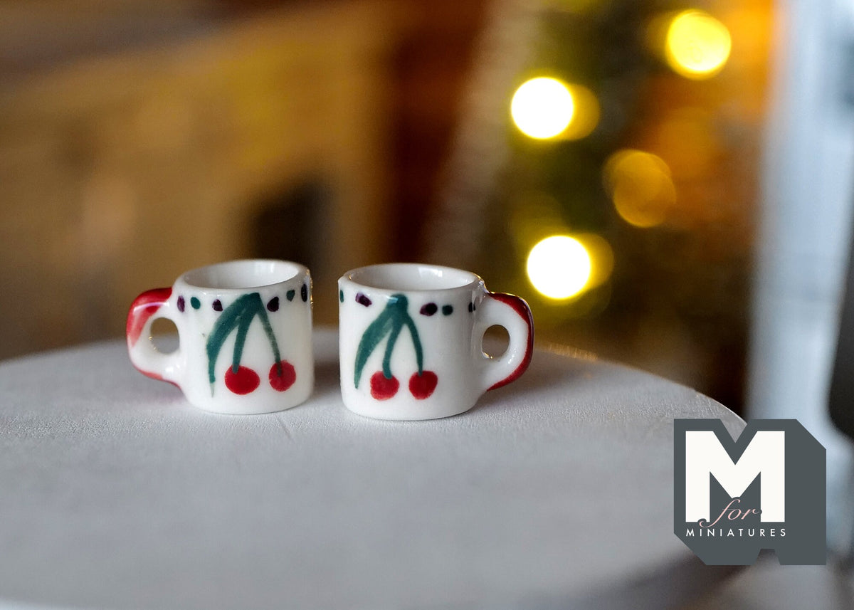 1:12 miniature ceramic coffee mug with handle tea cup set of 2 - A081