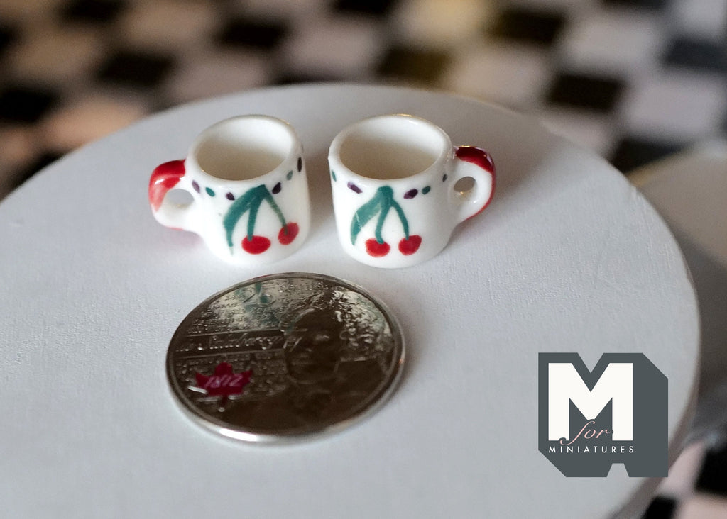1:12 miniature ceramic coffee mug with handle tea cup set of 2 - A081