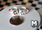 1:12 miniature ceramic coffee mug with handle tea cup set of 2 - A081