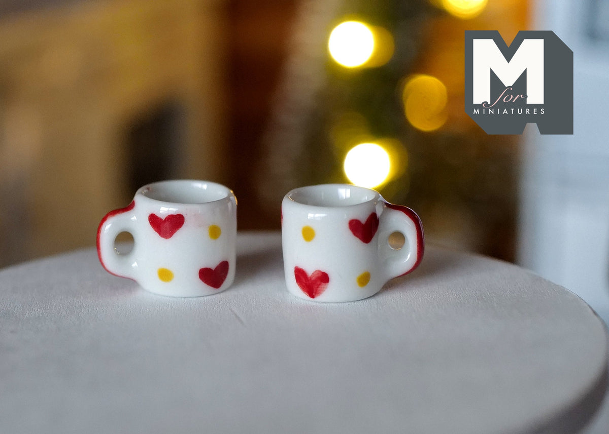 1:12 miniature ceramic coffee mug with handle tea cup set of 2 - A081