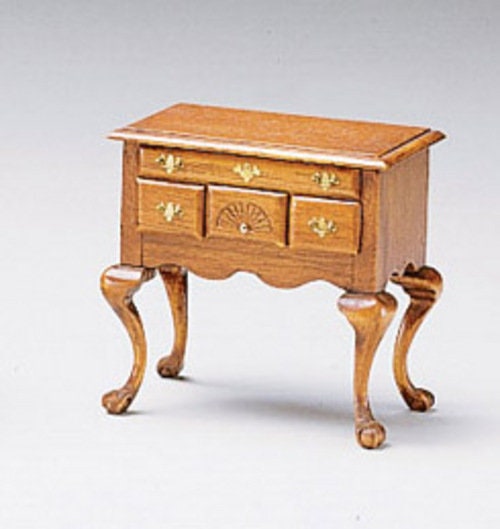 1:12 Scale Miniature Wood Chippendale Lowboy Kit, 2-7/8 inch tall, DIY Dollhouse Supply