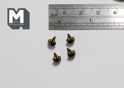 1:12 Scale Miniature Antique Brass Fluted Cabinet Knobs, Set of 4, 3/16 inch dia., DIY Dollhouse Supply (A6)