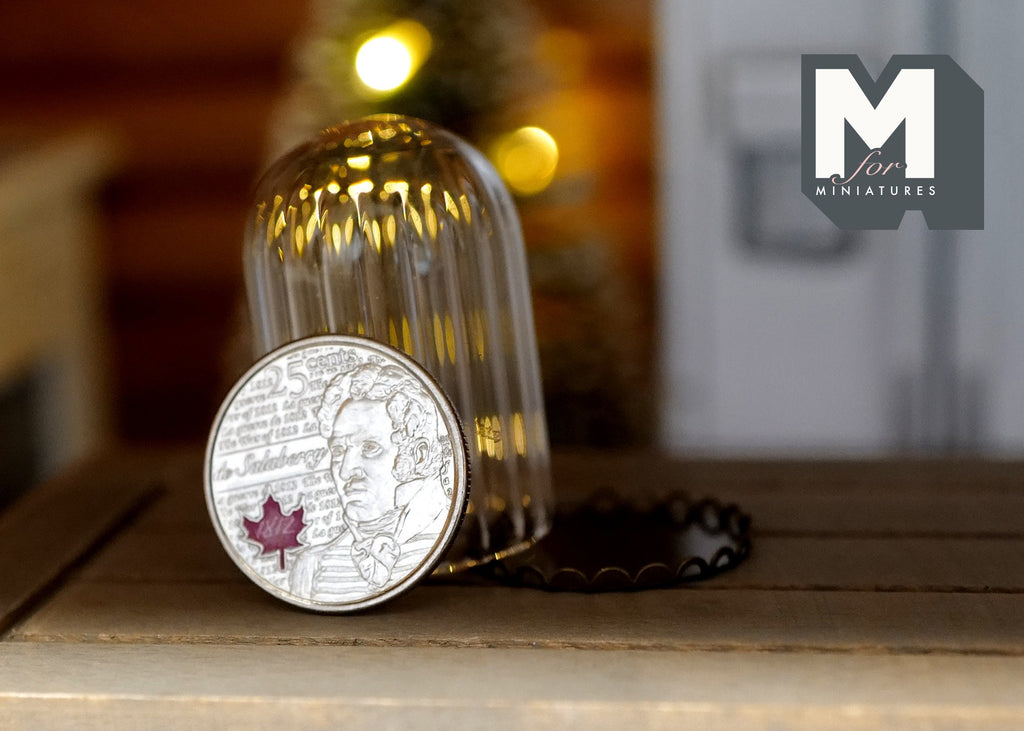 1:12 Scale Miniature Ribbed Glass Dome on Bronze Metal Base, 1-1/2 inch tall, DIY Dollhouse Supply (large)