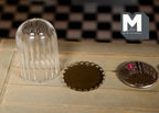 Miniatura a escala 1:12 de cúpula de cristal acanalada sobre base de metal bronce, 1-1/2 inch de alto, suministros DIY para casa de muñecas (grande)