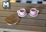 1:12 miniature ceramic coffee mug with handle tea cup 2 sets 4 pcs total - A076