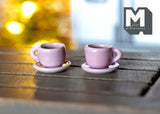 1:12 miniature ceramic coffee mug with handle tea cup 2 sets 4 pcs total - A076