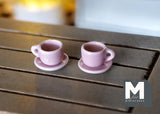 1:12 miniature ceramic coffee mug with handle tea cup 2 sets 4 pcs total - A076