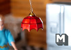 1:12 Scale Miniature Stained Glass Style Pendant Light, Battery Powered, On Off Switch, 3-15/16 inch tall, DIY Dollhouse Supply (red)