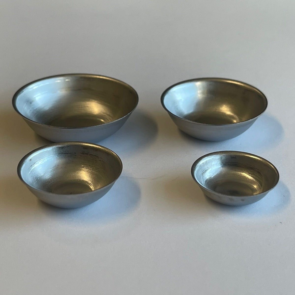 1:12 Scale Miniature Aluminum Mixing Bowls, Set of 4, 1-1/4 inch dia., DIY Dollhouse Supply