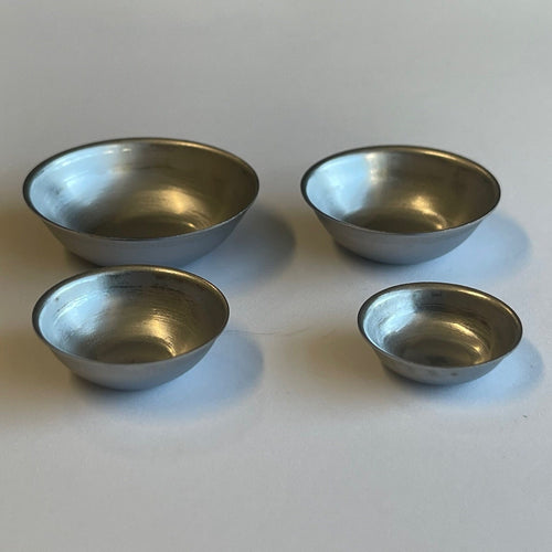 1:12 Scale Miniature Aluminum Mixing Bowls, Set of 4, 1-1/4 inch dia., DIY Dollhouse Supply