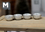 1:12 Scale Miniature Bowls , Miniature Metal Bowls , Miniature Salad Bowls , Assorted Aluminum Bowls Set of 4 - E053