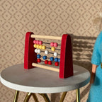 1:12 Scale Miniature Wood Abacus with Colorful Beads, 1-3/8 inch tall, DIY Dollhouse Supply (red)