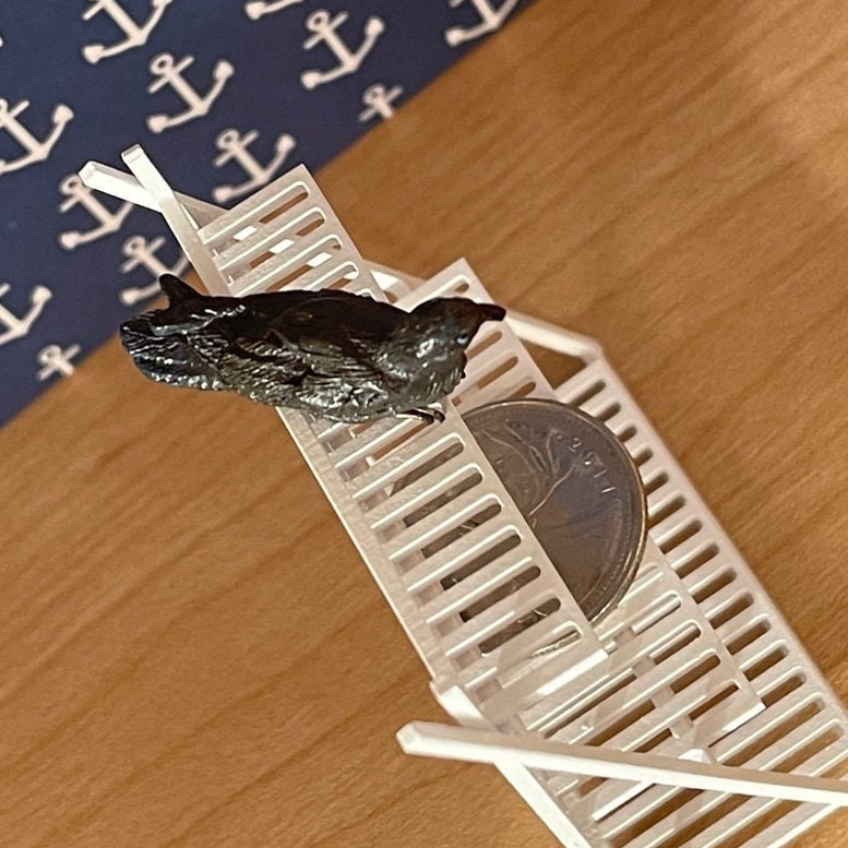 1:12 Scale Miniature Black Crow Figure, 1-5/16 inch long, DIY Dollhouse Supply