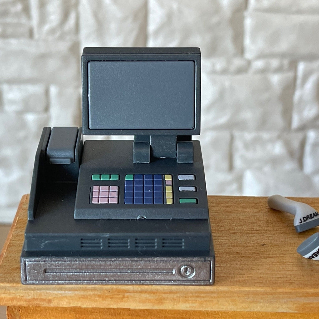 1:12 Miniature Cash Register with 2 Monitors and Barcode Scanner Set of 2 - C098