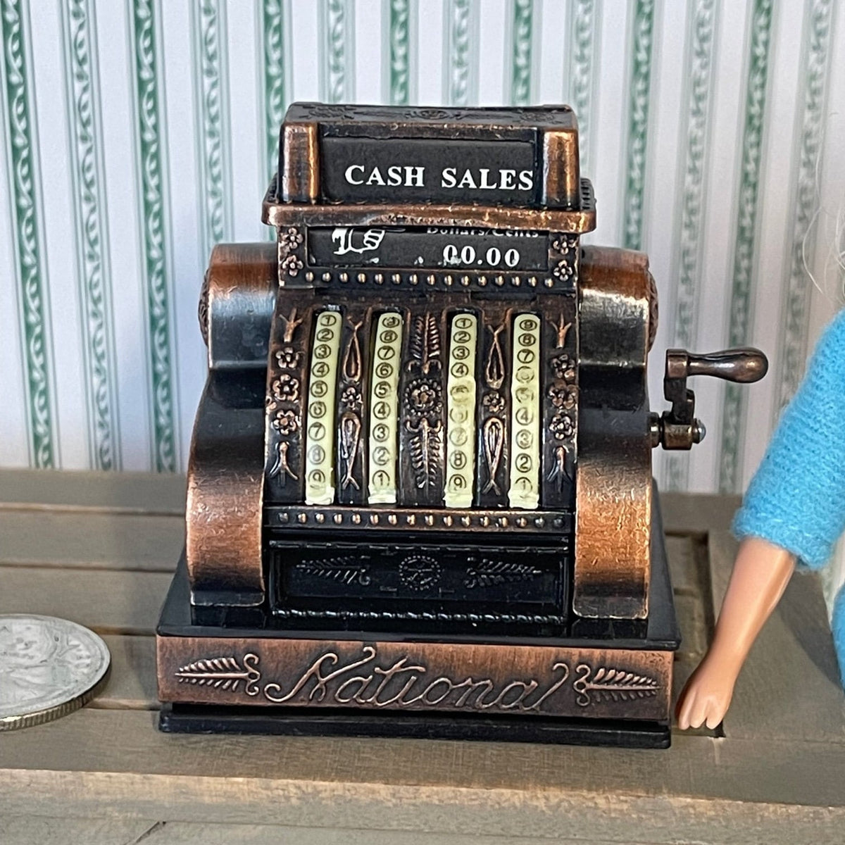 Dollhouse Miniature Large Size Old Style Metal Cash Register H048