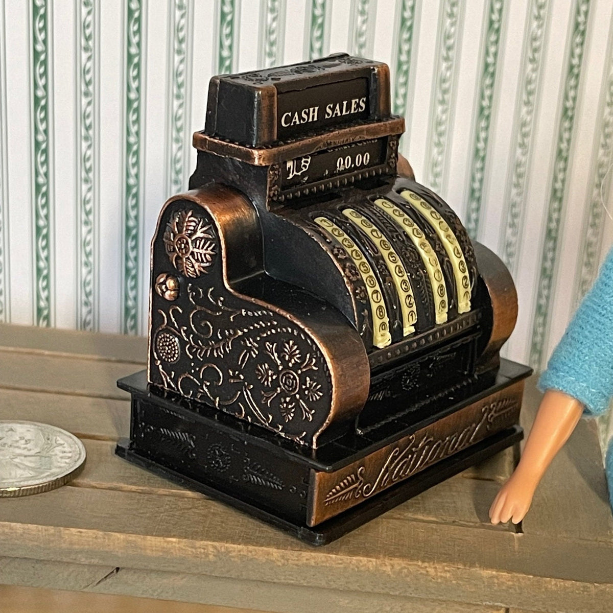 Dollhouse Miniature Large Size Old Style Metal Cash Register H048
