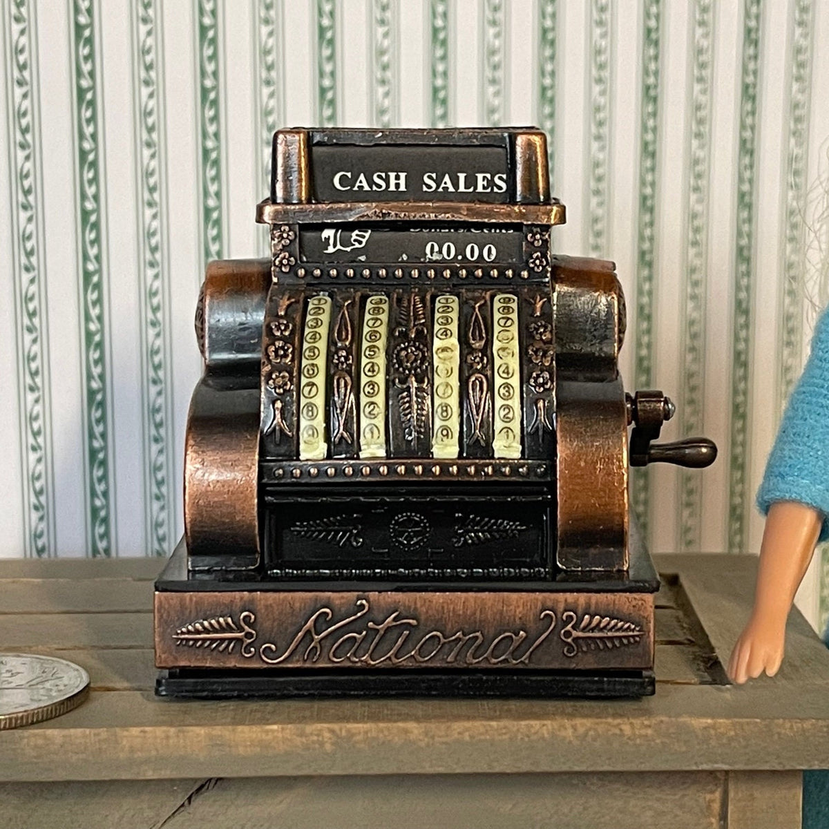 Dollhouse Miniature Large Size Old Style Metal Cash Register H048