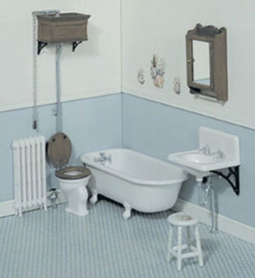 1:12 Scale Miniature Victorian Bathroom Furniture Kit, Unassembled, Bathtub, Toilet and Washbowl, DIY Dollhouse Supply